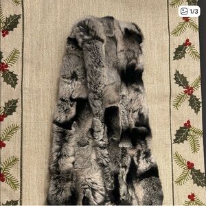 ❤️ Luxurious Chinchilla Rex Fur Scarf - Black and Gray. Brand new!